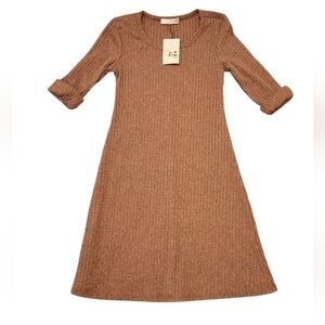 Brown Ribbed Dress